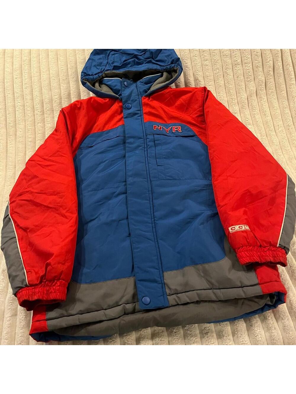 Vintage CCM New York Rangers Hockey Kids Puffer Jacket Size 14/16